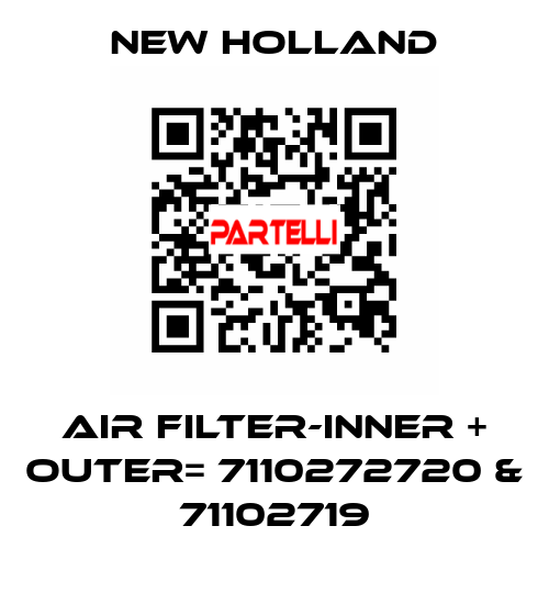 AIR FILTER-INNER + OUTER= 7110272720 & 71102719 New Holland