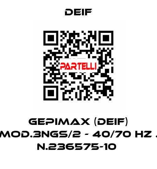 GEPIMAX (DEIF) MOD.3NGS/2 - 40/70 HZ . N.236575-10  Deif