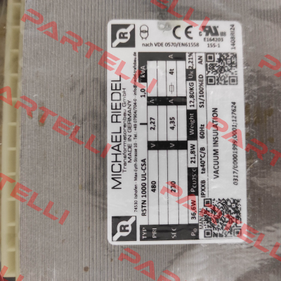 0317/00001999 // RSTN1000UL-CSA 1,0kVA IPXXB Michael Riedel Transformatorenbau