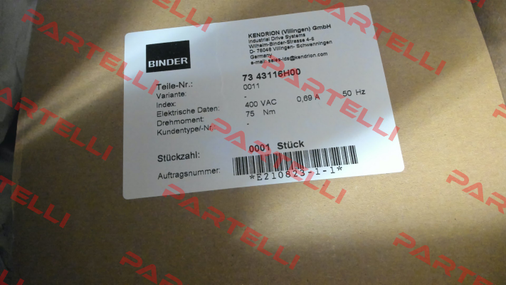 73 43116H00-0011 Binder