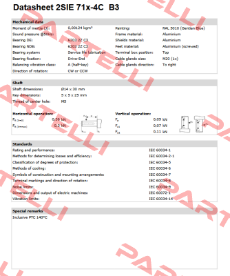 2SIE 071X-4C 0,55kW B3 230/400V-50Hz IE2 Cantoni