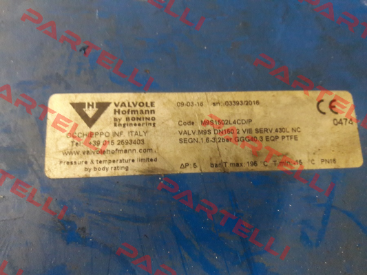 M9S1502L4CD/P  Valvole Hofmann