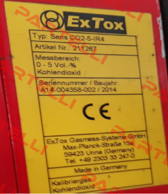 SENS CO2-5-IR4 obsolete, replacement Sens CO2-5-IR2  ExTox Gasmess-Systeme
