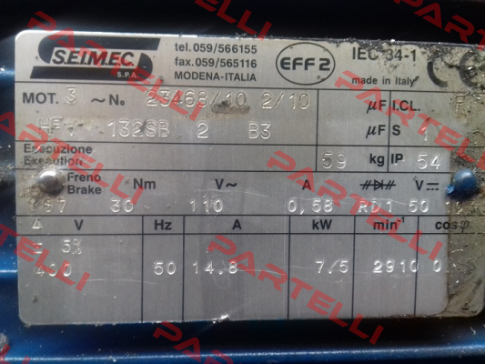 EFF2 IEC 34-1 REPLACED BY HBV 132SB 2 400-50 B3 Seimec (Rossi)