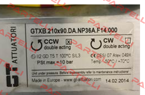 GTXB.210x90.DA.NP36A.F14.000 GT Attuatori