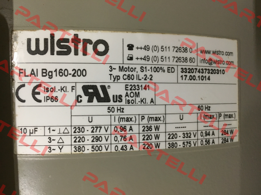 Typ: C60 IL-2-2 FLAI Bg160-200 (17.00.1014) Wistro