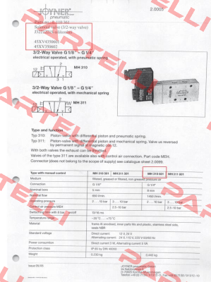 J3221221S, Type: MH 310801 G1/4 Joyner Pneumatic