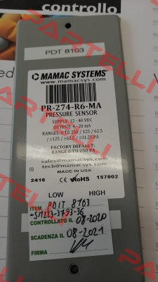 PR-274-R6-MA Mamac Systems
