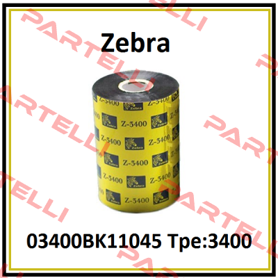 PN:03400BK11045 Tpe:3400 Zebra