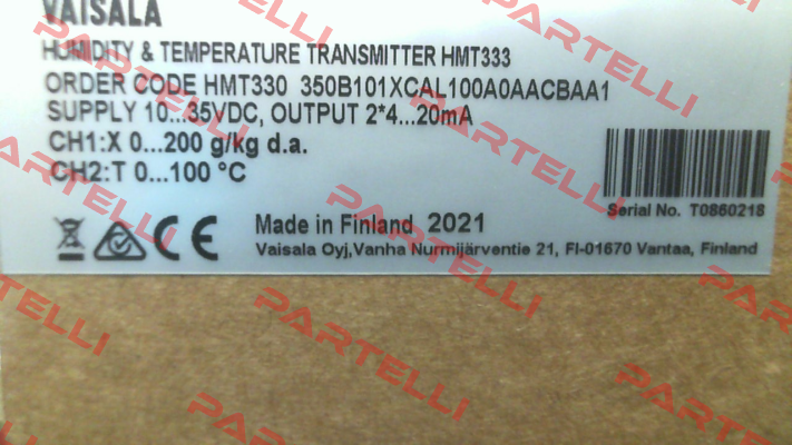 HMT330 350B101XCAL100A0AACBAA1 Vaisala