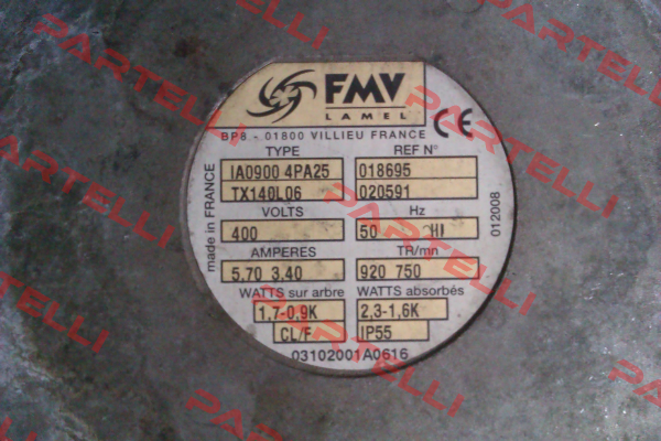 IA0900 4PA25 TX140L06 400V50HZ # 5001018695 FMV-Lamel (now Ziehl Abegg)