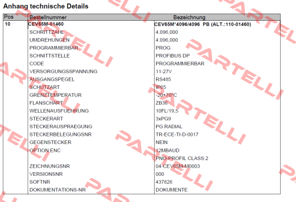 P/N: CEV65M-01460, Type: CEV65M*4096/4096 TR Electronic