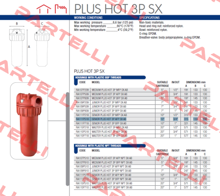 SENIOR PLUS HOT 3P AFP SX10 (RA111P518) Atlas Filtri