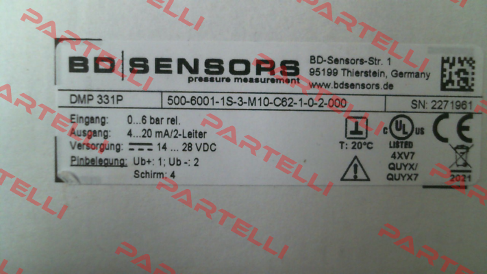 500-6001-1S-3-M10-C62-1-0-2-000 Bd Sensors