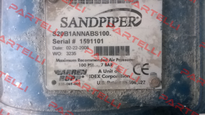 S20B1ANNABS100, SN:1591101 REPLACED BY S20B1ABBABS600  Sandpiper