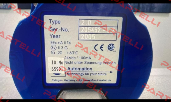 Type:2.0 SN:205452-L2 BFI AUTOMATION