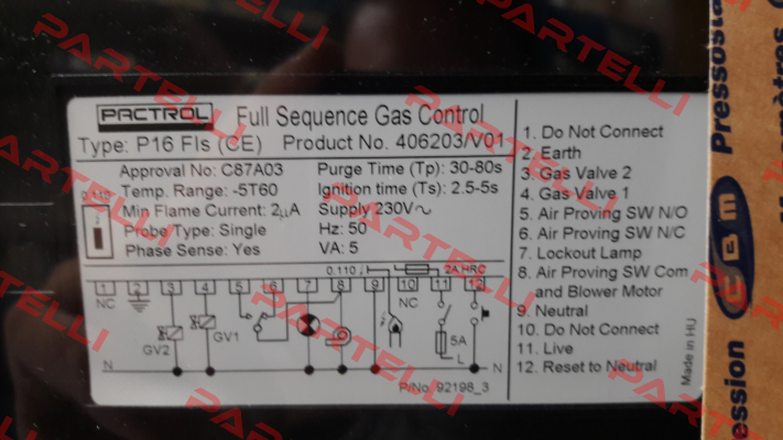 PAC40075 /  406203 V01 Pactrol